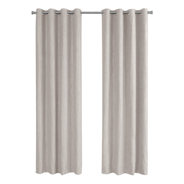 Monarch Specialties Curtain Panel Set, 54"W X 95"L, Grommet, Living Room, Bedroom, Kitchen, Micro Suede, Beige, PK2 I 9818 - main